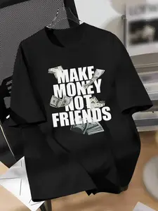 Hustle Vibe & Office Casual Top - ‘MAKE MONEY’ Slogan Tee, Perfect for a Confident, Street-Smart Look,Casual daily wear - Seasonal casual short-sleeved T-shirts - Simple style - Home leisure wear.
