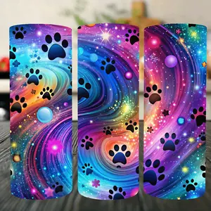 Galaxy Swirl Paw Print Tumbler Drinkware durable drinkware cup tumblr aesthetic skinny tumbler tumblers perfect gift beverage drink uv wraps