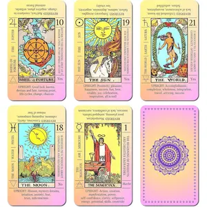 Learning Tarot Cards for Beginners with Meanings on Them, Cute Sunset Tarot Cards Set Unique, with Keywords, Beautiful Rider Waite Tarot Desks, Cute Beginner Tarot Cards Deck Pink
