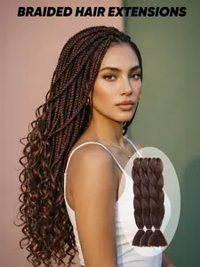 3-Pack: Reddish-Brown Jumbo Braiding Hair. 24-inch heat-resistant synthetic fiber for braiding and crochet hairstyles. Stylish and versatile—perfect for women's daily wear, as well as for parties, cosplay, and Halloween looks.