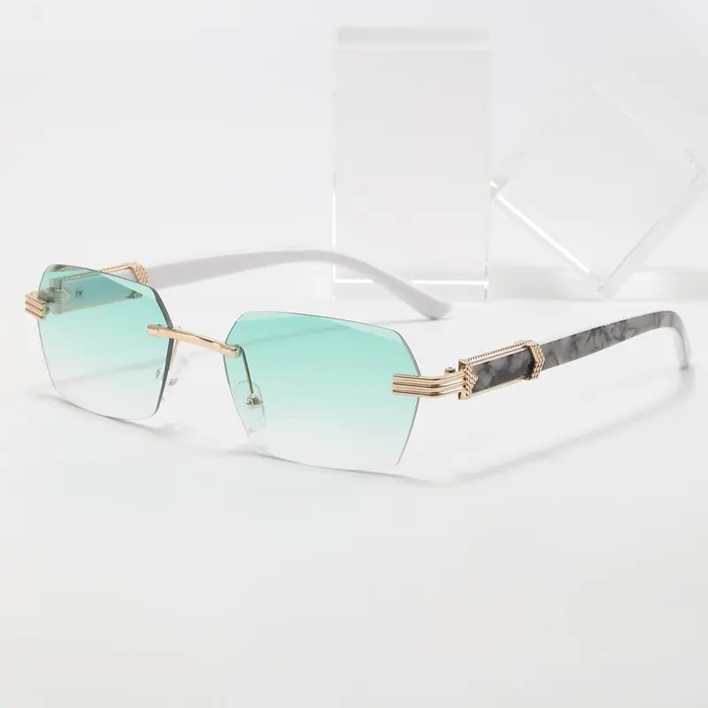 Men's Fashion Rimless Glasses, Casual Tinted Lens Stylish Glasses, Trendy Beach Eyewear for Outdoor Activities, Fashion Accessories for Everyday Wear, Trendy Fashion Shades
