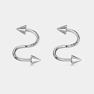2PCS 16G Spiral Cartilage Spike Ends Hoop Cartilage Ring