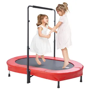 【Father's Day gift】VEVOR Kids Trampoline, 56x36 inch Indoor Outdoor Trampoline, Foldable Mini Trampoline with Handle, Rebounder Trampoline for Toddlers, Birthday Gift for 3+ Years Children, Boys Girls for Fun, Red