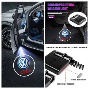 4-piece set of Volkswagen GTI logo door projection lights, LED welcome courtesy lights. They can be pasted and used immediately with non-destructive installation, suitable for Volkswagen Golf GTI and Polo GTI.