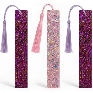3-Pack Glitter  Bookmarks with Colorful Tassels for Reading, Presents, and Craft Decoration