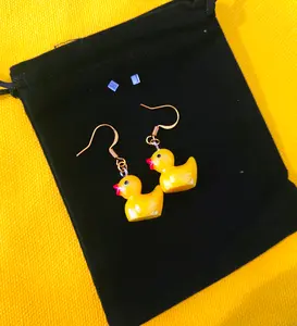 SippyDuc Handmade Mini Duck Earrings – Yellow Resin with 18K Gold-Plated Hardware