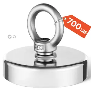 VEVOR Fishing Magnet, Summervibes,Summervibes, 700 LBS/318 Kg Pulling Force Super Strong Neodymium Fishing Magnet, Rare Earth Magnet with Handle Diameter 2.36 in/60 mm for Retrieving in River, Magnetic Fishing, Heavy Hanging
