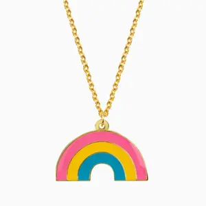 Pansexual Rainbow Necklace with Colorful Design and Gold Chain