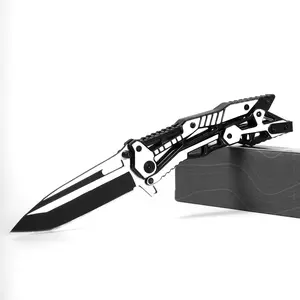 Portable EDC multifunctional tactical outdoor folding knife with a unique mechanical opening mechanism; pocket/belt clip for convenient everyday carry; specialized outdoor cutting tool for climbing and fishing; essential for camping and hiking.