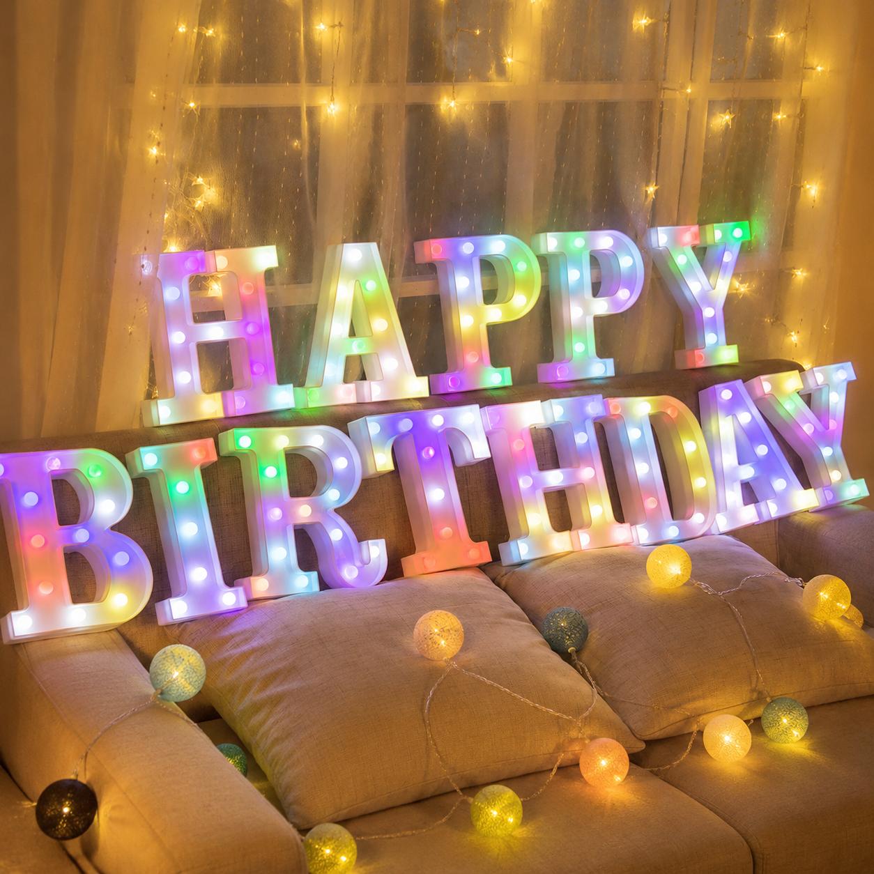 DIY Light Up Letter Signs with Remote, LED Marquee Alphabet Lights A-Z, Battery Operated Custom Party Decor for Birthday, Wedding, Graduation, Christmas & Room Decoration