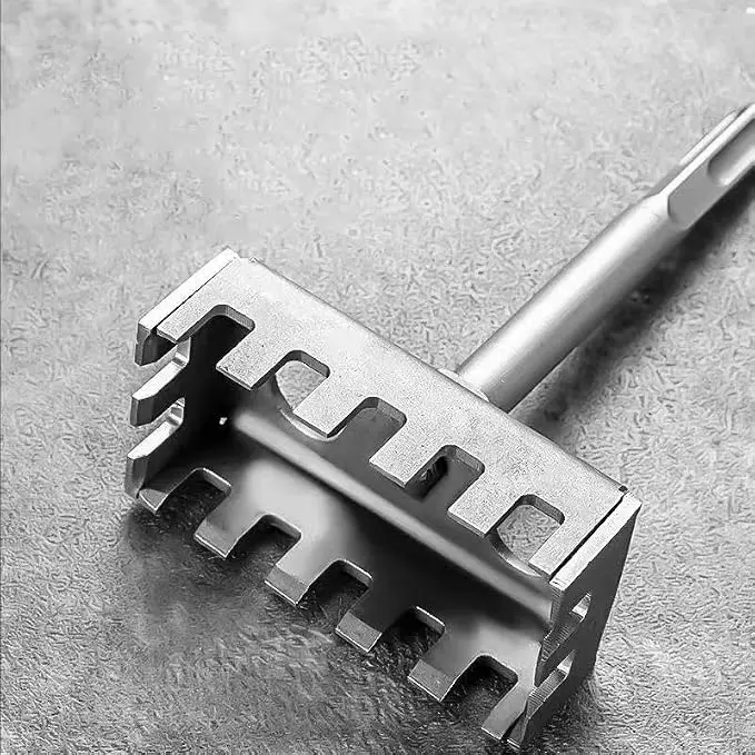 Creative square hole cutter, suitable for electrical boxes; high-strength SDS Plus square puncher; stainless steel rectangular groove cutter; rectangular groove cutter for 86-type junction boxes.