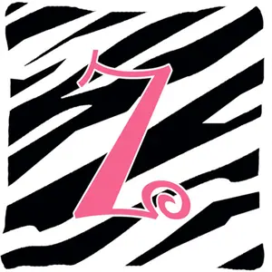 212 MAIN Decorative Monogram Initial Z Pillow - 14x14 in Polyester Fabric, Pink Zebra Stripes, Fade-Resistant, Indoor/Outdoor Use