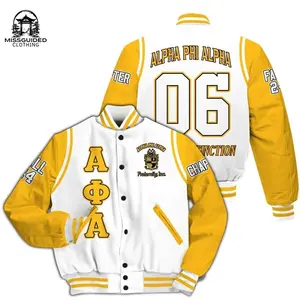 Ireishprint ΑΦΑ Custom Chapter Varsity Jacket, APHIII ΑΦΑ White Gold Fraternity Jacket