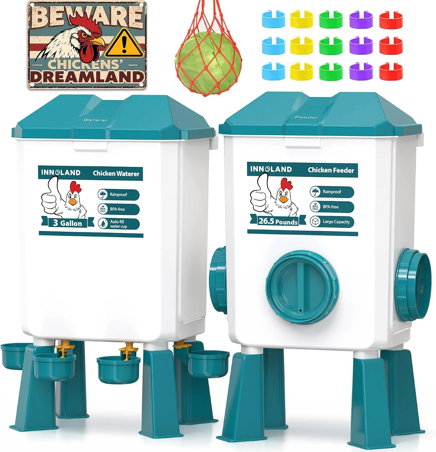 Chicken Feeder and Waterer Set - 3 Gallon/26.5 Pounds