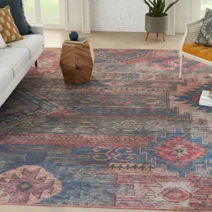 Nourison New Concept Washables Distressed Southwestern Indoor Non-Slip Flatweave Rug