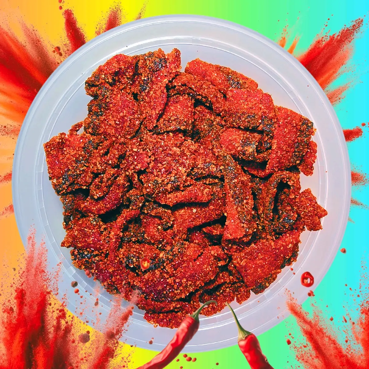 Rainbow Sour Belts Chamoy 4oz Jar Spicy Candy Snack mexican candy | Chamoy Calavera sour strip sweet