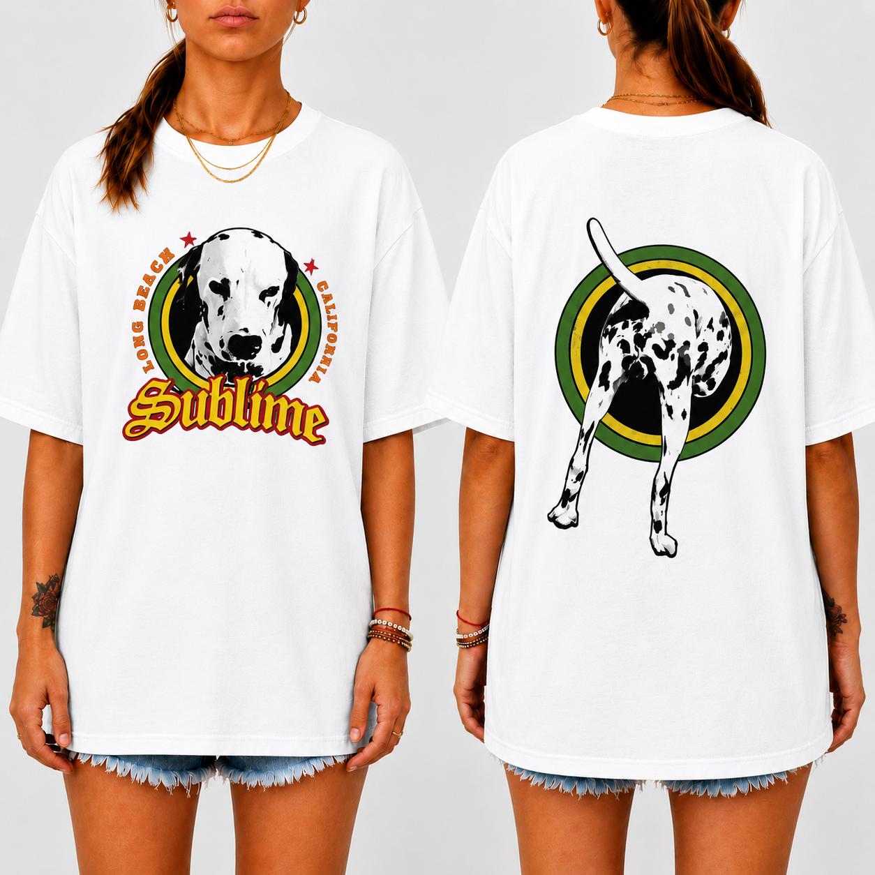 Sublime Dog Logo Shirt, Ska Punk Band Inspired Tee, Long Beach California Graphic T-Shirt, Retro Music Fan Shirt, Front and Back Print Tee