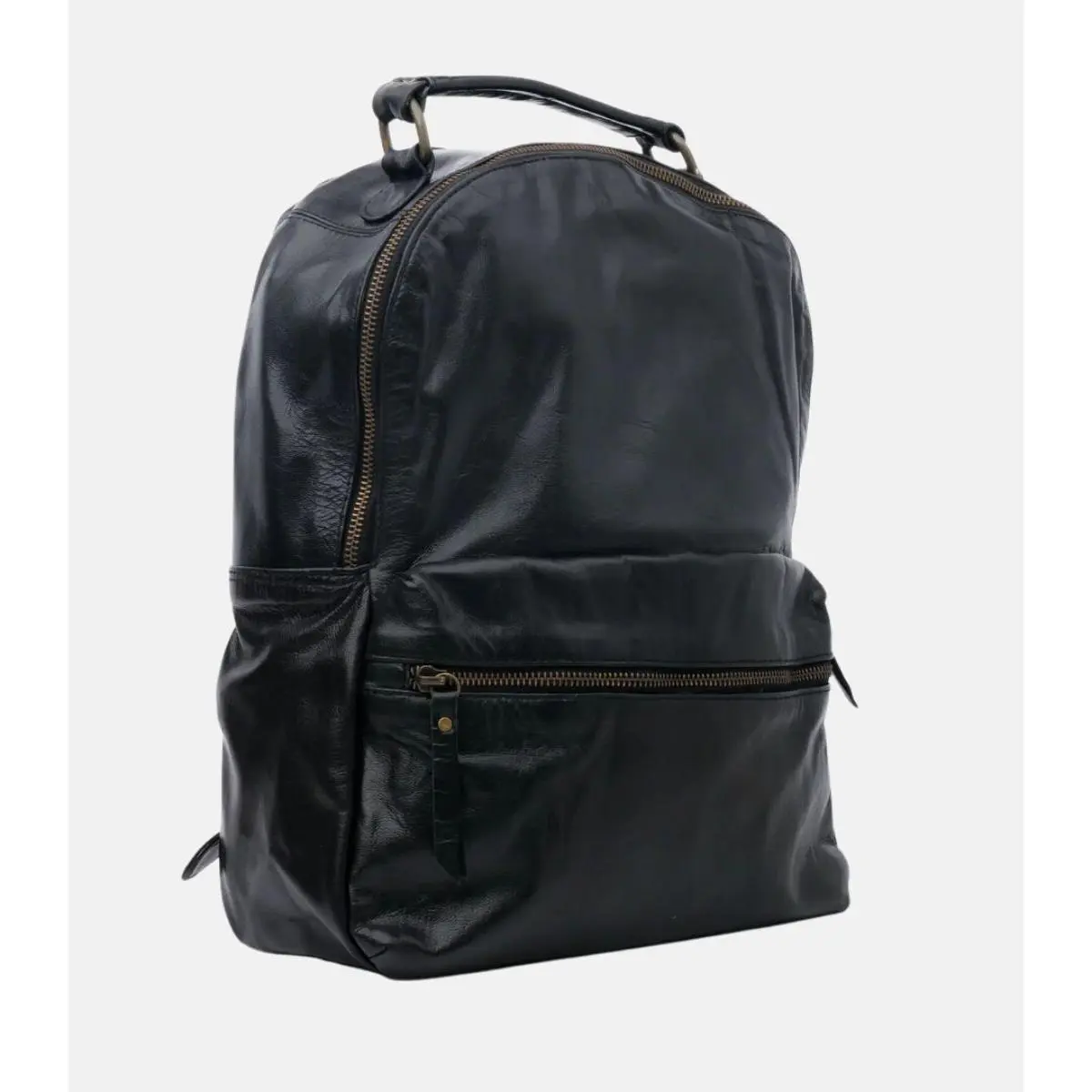 Black Quilted Leather Backpack with Adjustable Shoulder Straps