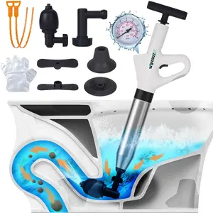 High-Pressure Plunger Kit with 2 "Hair Clog removers and 30 Pairs Disposable Gloves for Use
