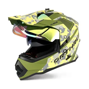 OTS Husky Dual Sport Multicam Adventure Motorcycle Helmet DOT Certified with UV-Protected Visor & Plush Removable Lining for Extreme Off-Road