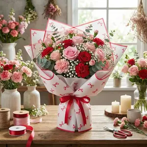 17 Sheets Butterfly Flower Packaging Paper, Gift Wrapping Paper, Holiday Bouquet DIY, Multi-Color Options, Floral Decoration