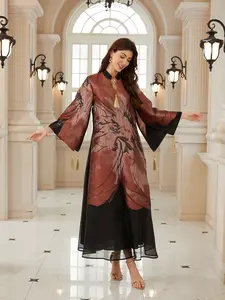 Women's Traditional Floral Art Dress Jaiabia, Long Loose Abayas, Floral Print Abaya, Evening Party Gown, All Seasons Fashion Cardigan