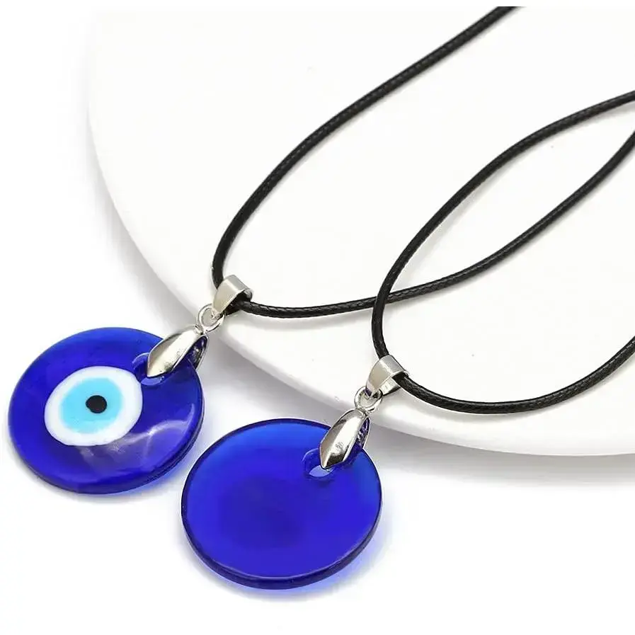 Evil Eye Pendant Necklace Glass Leather Rope Chain Turkish Protect Lucky Necklace for Women Men Modern Versatile Accessories Evil Eye Pendant Necklace Glass Leather Rope Chain Turkish Protect Lucky Necklace for Women Men Modern Versatile Accessories