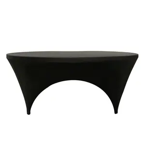 6 ft Round Open Sides Spandex Table Cover Black