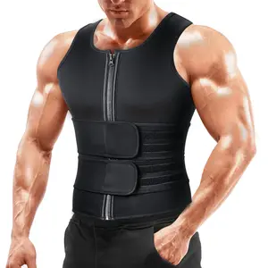 Sauna Vest Waist Trainer for Men - Mens Sauna Suit Double Sweat Belt Body Shaper for Gym Workout Exercise Zipper Tank Top Shapewear