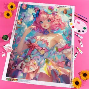 5D Diamond Painting Kit Butterfly Girl Design, Full Round Drill Art Set for Home Decor & Gift Ideas, DIY Craft Supplies