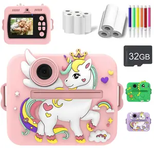 Kids Camera Dual Cameras 1080P HD 48mp Selfie Toy, Mini Rechargeable Digital Camera for Ages 3-10, Ideal Christmas Birthday Gift, Includes 3 Rolls Of Photo Printing Paper