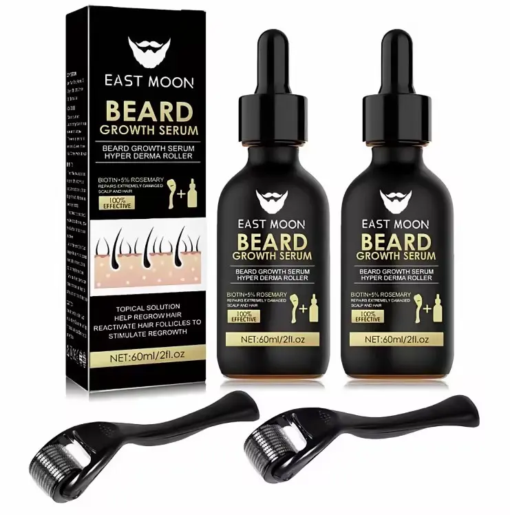 {Buy 1 get 1 free} Beard Growth Serum & Beard Massage Derma Roller Care Nutritional Oil, Making Beards Rhicker and More Shiny, Men's Daily Beard Care Products and Tools sohochic