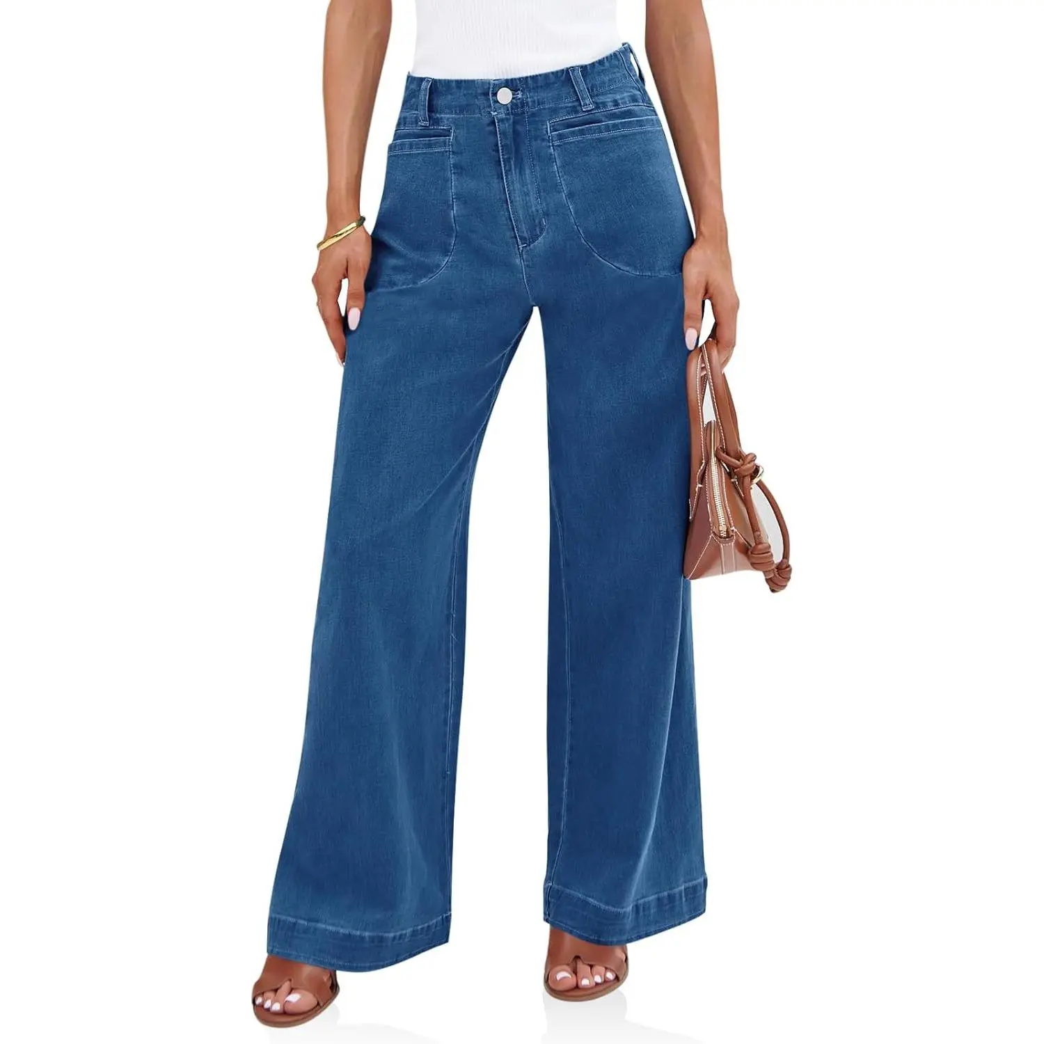 Women's High-Waisted Stretchy 90s Baggy Straight-Leg Denim Jeans - Ultra Baggy, Comfortable 5-Pocket Jeans for Casual Wear, 90S Baggy Jeans, Ultra Baggy Jeans