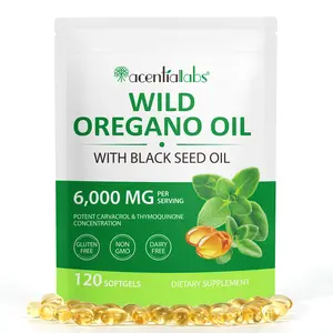 Acentiallabs Oil of Oregano Softgels, Micro Ingredient Wild Oregano Oil 6,000mg with Black Seed Oil 200mg Capsules, 120 Count