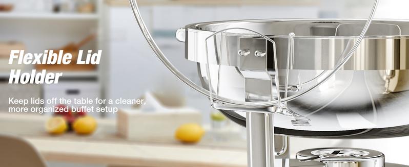 WARMOUNTS Round 5QT Chafing Dishes for Buffet with Glass Lid (2/4/6-Pack) | Chafers and Buffet Warmers for New Year‘s Party & Winter Gathering | Wedding & Catering