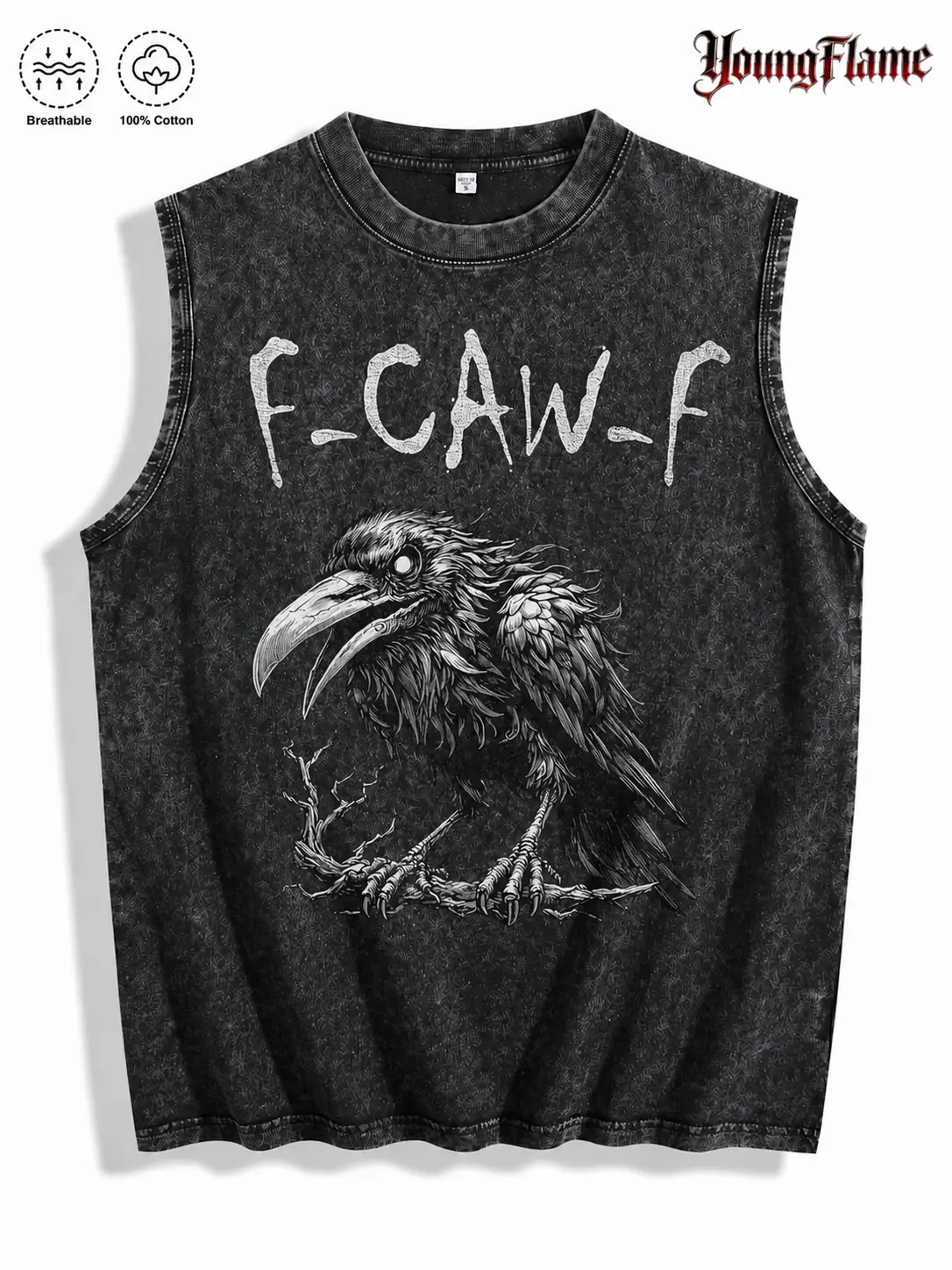 Vintage Acid Wash Edgy Humor Crow Graphic Tee A Comfortable Summer Gift Dark Grunge Streetwear Y2K Clothing Men Sleeveless Tank Top cotton shirt fall fashion outfit