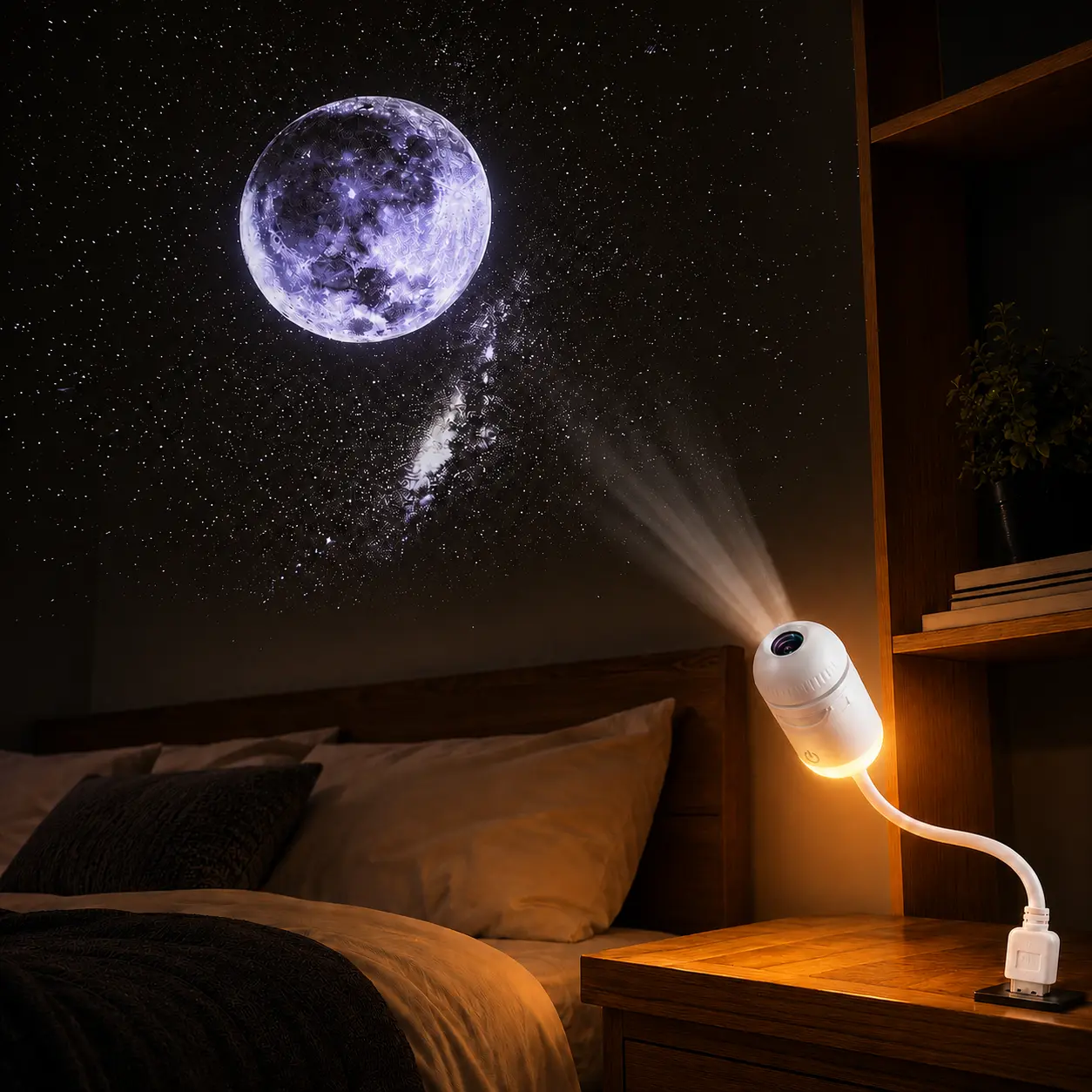 USB Galaxy Light Projector Lamp - Bedroom/Car/Film Sets Mood Light, Star Moon Projection for Home Decor & Gifting
