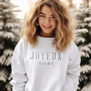 Joyeux Noël Glitter Sweatshirt – Black, Red or White Christmas Jumper, Festive French Christmas Sweater, Holiday Gift for Her