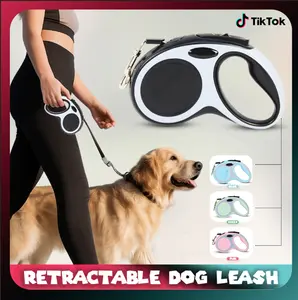 360° Tangle-Free Retractable Black Dog Leash 16ft Strong Nylon Tape One-Hand Brake Lock for Small Medium Dogs & Cats Anti-Pull Smooth Retraction