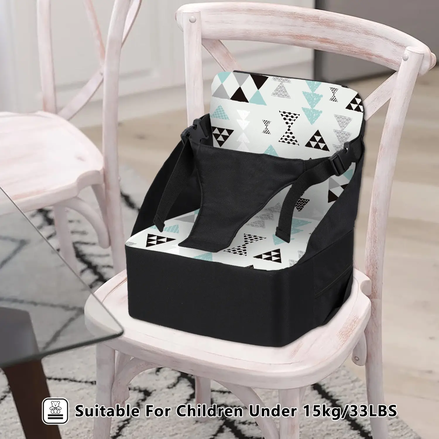 Portable Booster Seat Cushion for Kids, Travel-Friendly High Chair Pad with Backrest & Adjustable Straps, Waterproof Anti-Slip Design, Baby Furniture