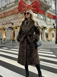 Women's Faux Fur Coat, Winter Fashionable Long Sleeve Jacket, Casual Daily Wear Outerwear, Warm & Stylish Design
