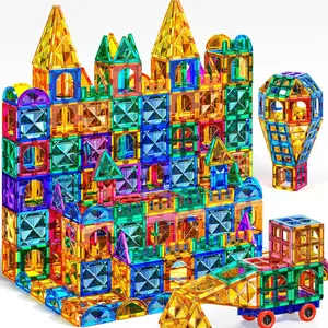 Magnet Tiles, 80/102/150/180 PCS Magnetism Building Toy Set, Learning and Education Toys for Ages 3 4 5 6 7 8+ Year Old Toddler Kids Boys and Girls
