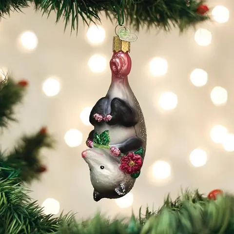 Blossom Opossum Collectible Ornament - Adorable Creature Artificial Hanging Decoration, Festival Decoration Alphabet Animal Indoor Christmas Home Accent