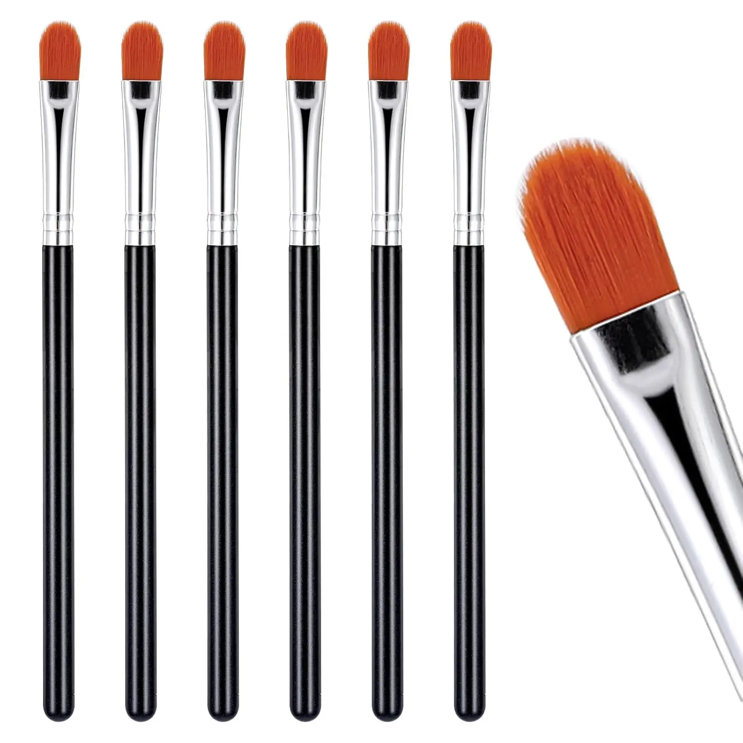 6 Pcs Eye Shadow Primer Applicator Brush for Blending Flat Round Small Concealer Makeup Concealer Brush Professional Eyeshadow Tools for Applying Cream Liquid Shadows and Eye Primer Base