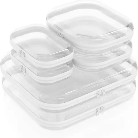 3/6PCS Clear Hard Shell Zipper Case for Storage, Portable Waterproof Cosmetic Bag with Zipper, Plastic Clear Pencil Case, Toiletry Pouch, Travel Organizer, Toy Storage Bins