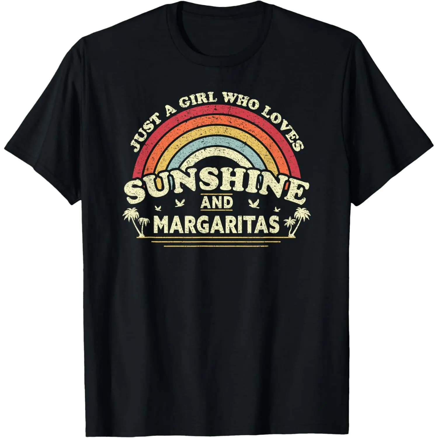 Women's Vintage Vibe Cartoon Graphic T-Shirt, Casual Loose-Fit Round Neck Short-Sleeve Party Top, 100% Cotton Tee for Margarita Lovers