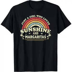Lady's 100% Cotton Short-Sleeve Casual Graphic T-Shirt, Everyday Top for Sunshine & Margarita Lovers