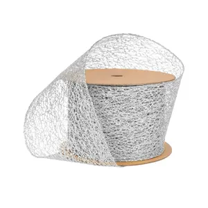 4" Mesh Wired Ribbon | Silver | 10 Yard Roll