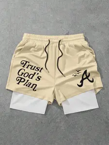 Men's Regular Fit Letter Print Graphic Shorts, Casual Breathable Comfortable Shorts for Outdoor Activities, Perfect Gift for Boyfriend