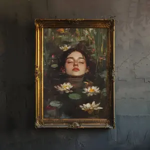 Ophelia Dark Academia Print Victorian Art Gothic Decor Antique Oil Painting Dark Academia Poster Rustic Vintage Wall Art(Poster only frameless) Artistic Matte